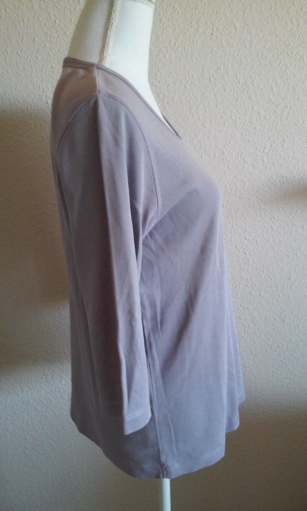 Shirt lila/flieder, Pulli, dreiviertel Ärmel, Rundhalsausschnitt