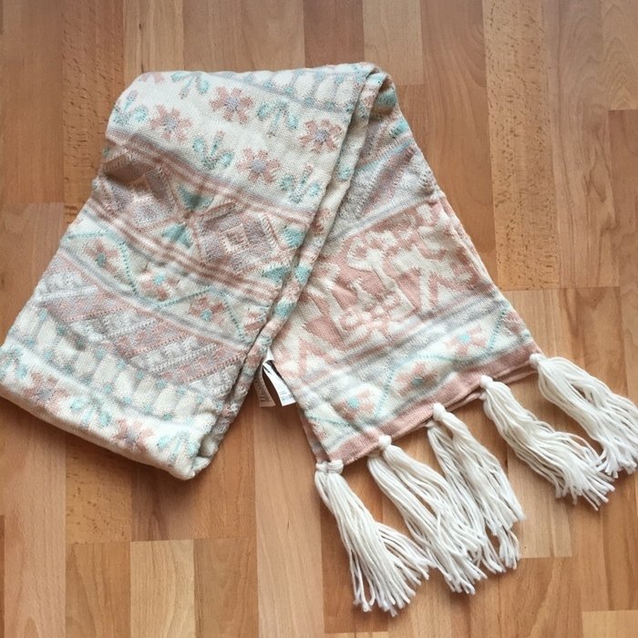H&M Schal pastell Fransen mint Rosa beige neu