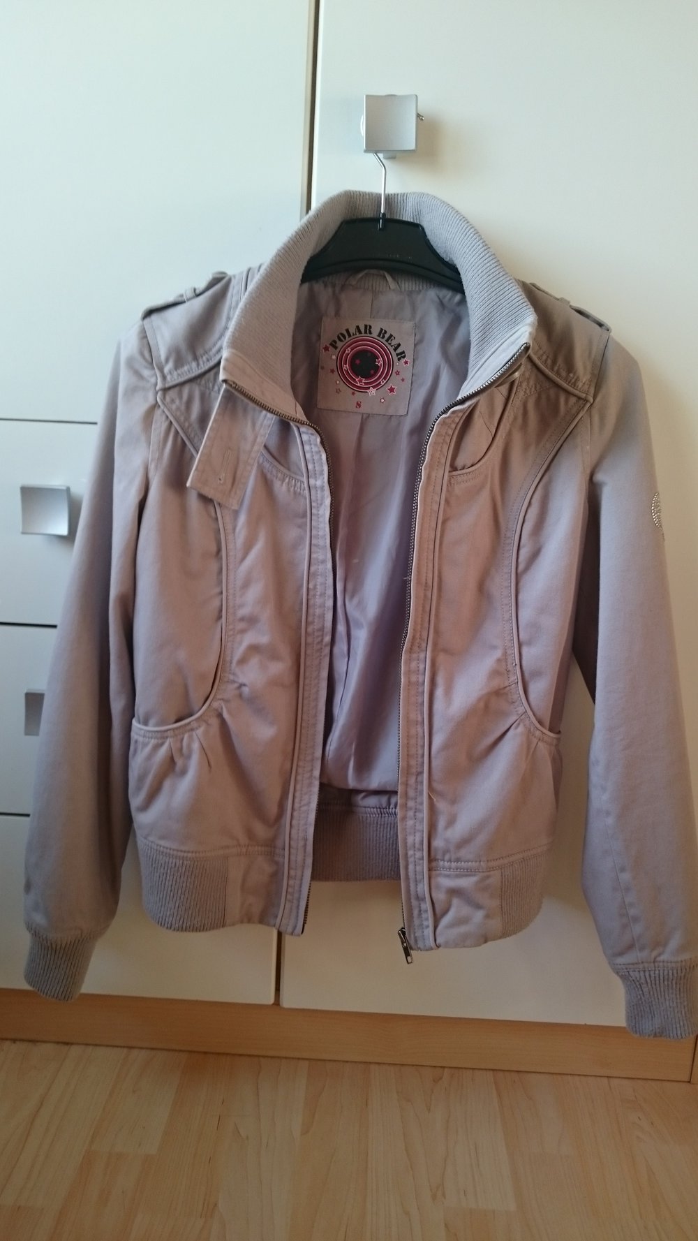 hellgraue Bomberjacke / Übergangsjacke / Fliegerjacke