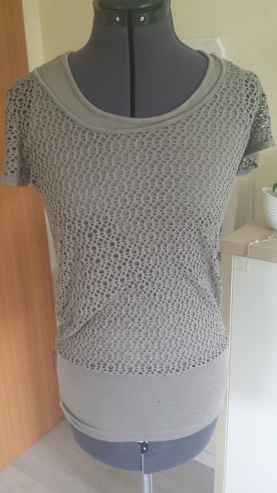 T-Shirt Löcheroptik Khaki 2 in 1