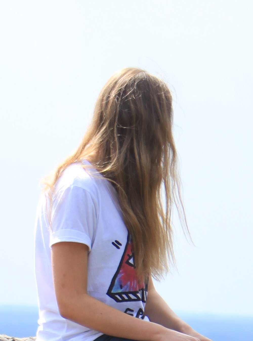 Weißes Shirt mit Print: Batik, Auge, Saved!