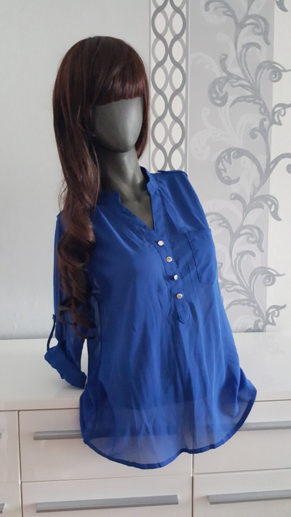 Bluse Blau ausgez. XL auch L 40