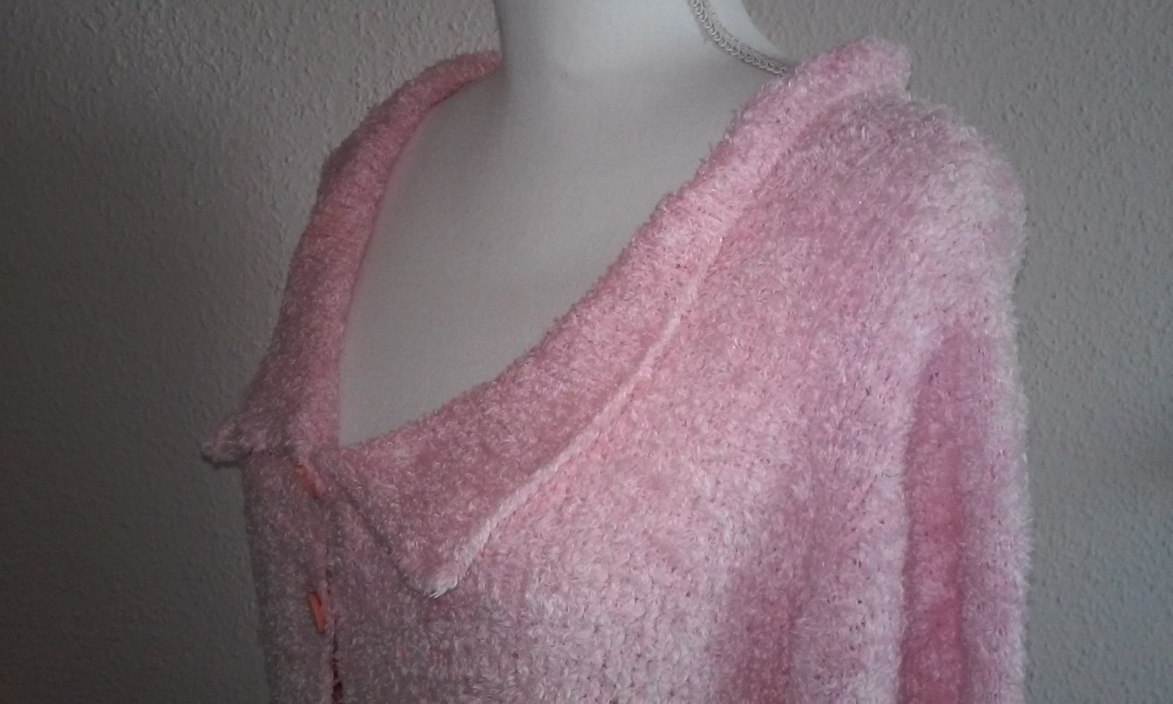 Neu Strickjacke Jacke Cardigan leichte Wolljacke Shirt Pulli rosa Handarbeit Gr.38/40