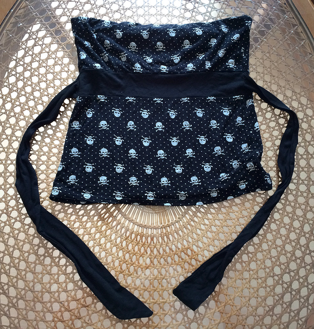 Bandeau-Top mit Skulls und zum Schnüren Gothic / Rockabilly