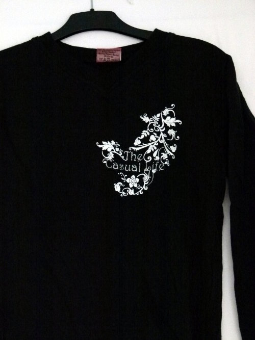 Sweatpulli Pullover, schwarz mit silbern weißem Ornament-Druck, NEU, Gothic Casual Mori
