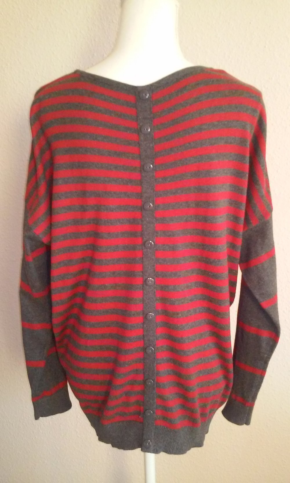Pullover Pulli langarm rot/grau 