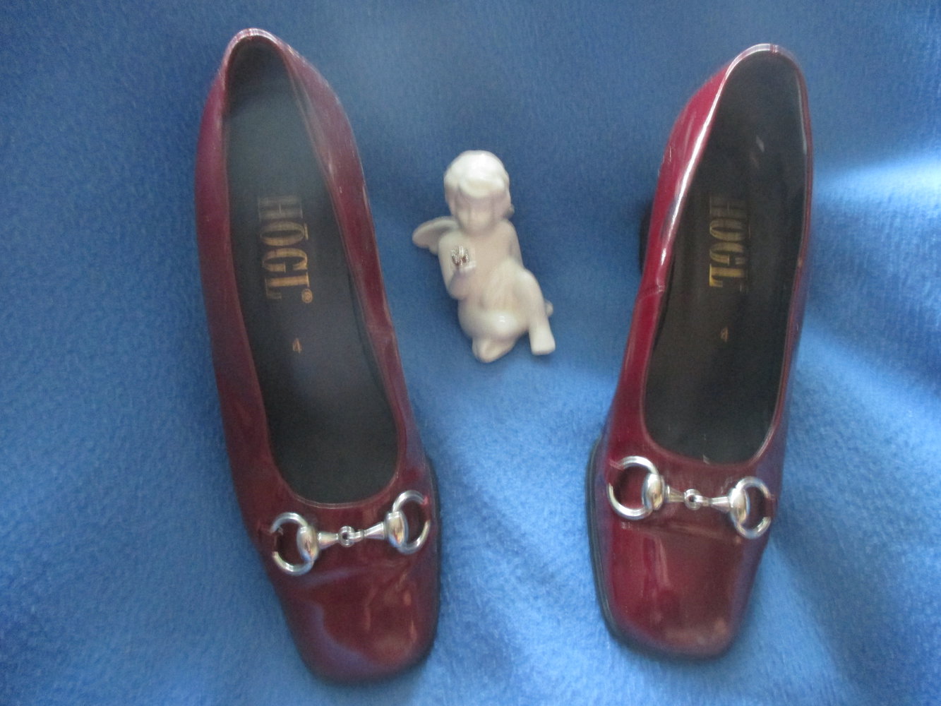 Edle Echt Lack Leder Silber Spangen Schuhe Pumps 