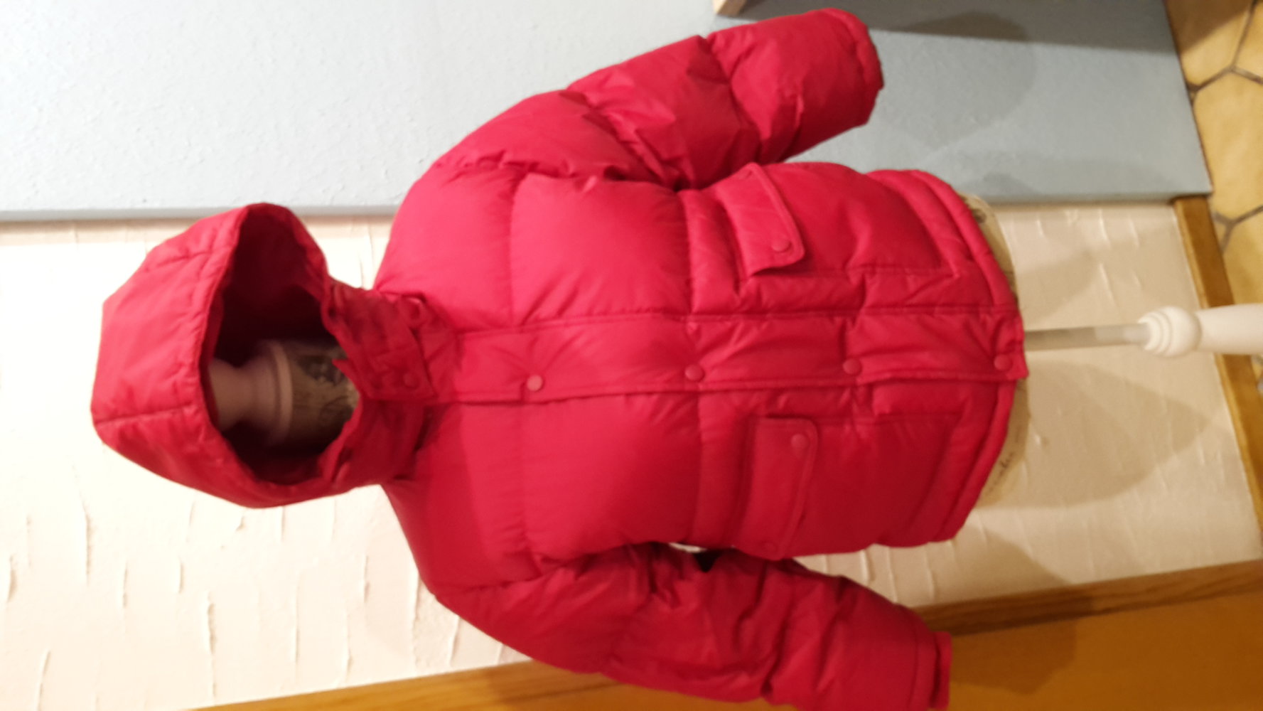 Rote Daunenjacke, Winterjacke, warm, 140,Reflektor