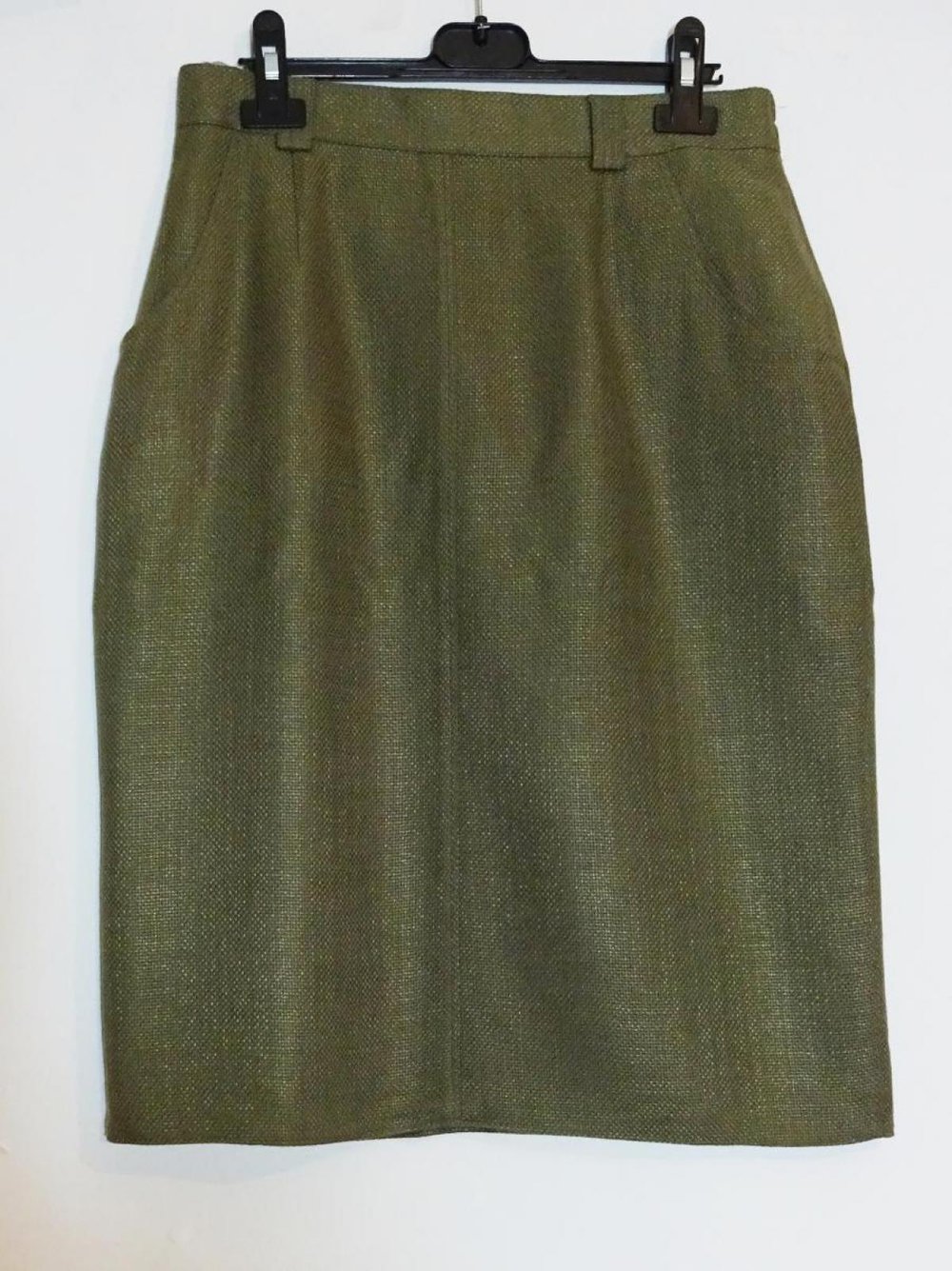 Strukturierter Bleistiftrock Basic Klassiker Leinen Khaki Gr. 40 Gr. M