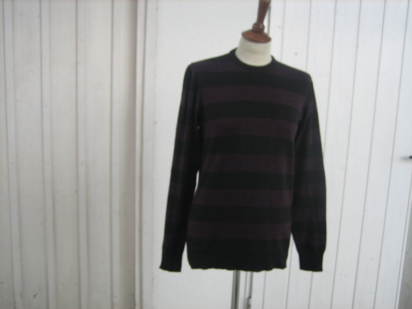 Angenehmer Baumwoll-Pullover Gr. 48/50, edles Streifen-Design - starkes Kombi-Teil!