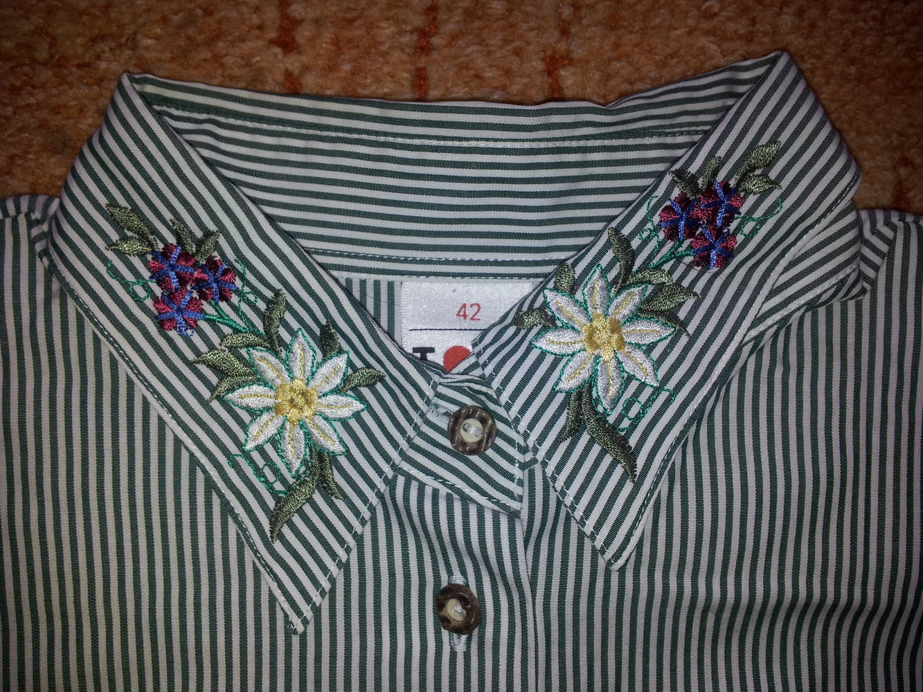  Trachten Bluse grün weiß Streifen Toni Dress Gr. 42 NEU