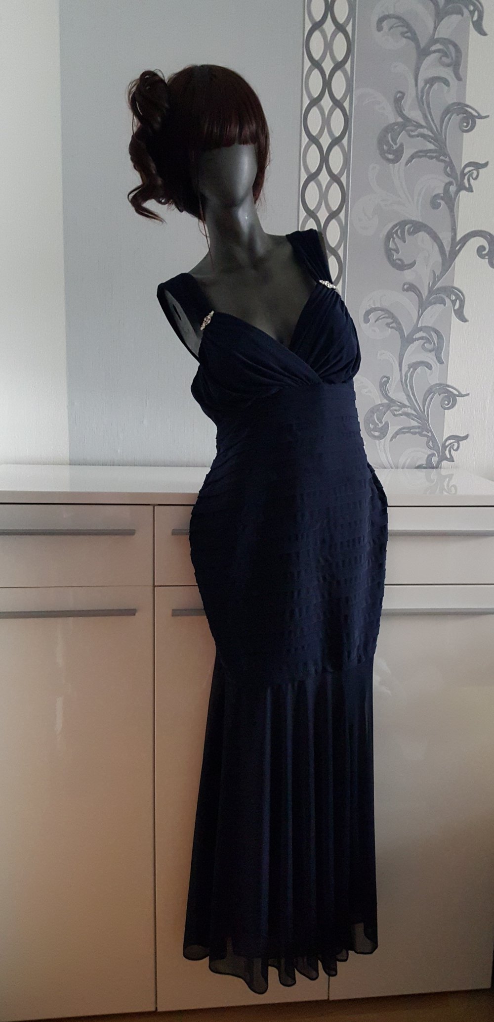 Elegantes Abendkleid Meerjungfrau Stil Hochzeit besondere Anlässe Strass ausgez. 16 44 XL Neu