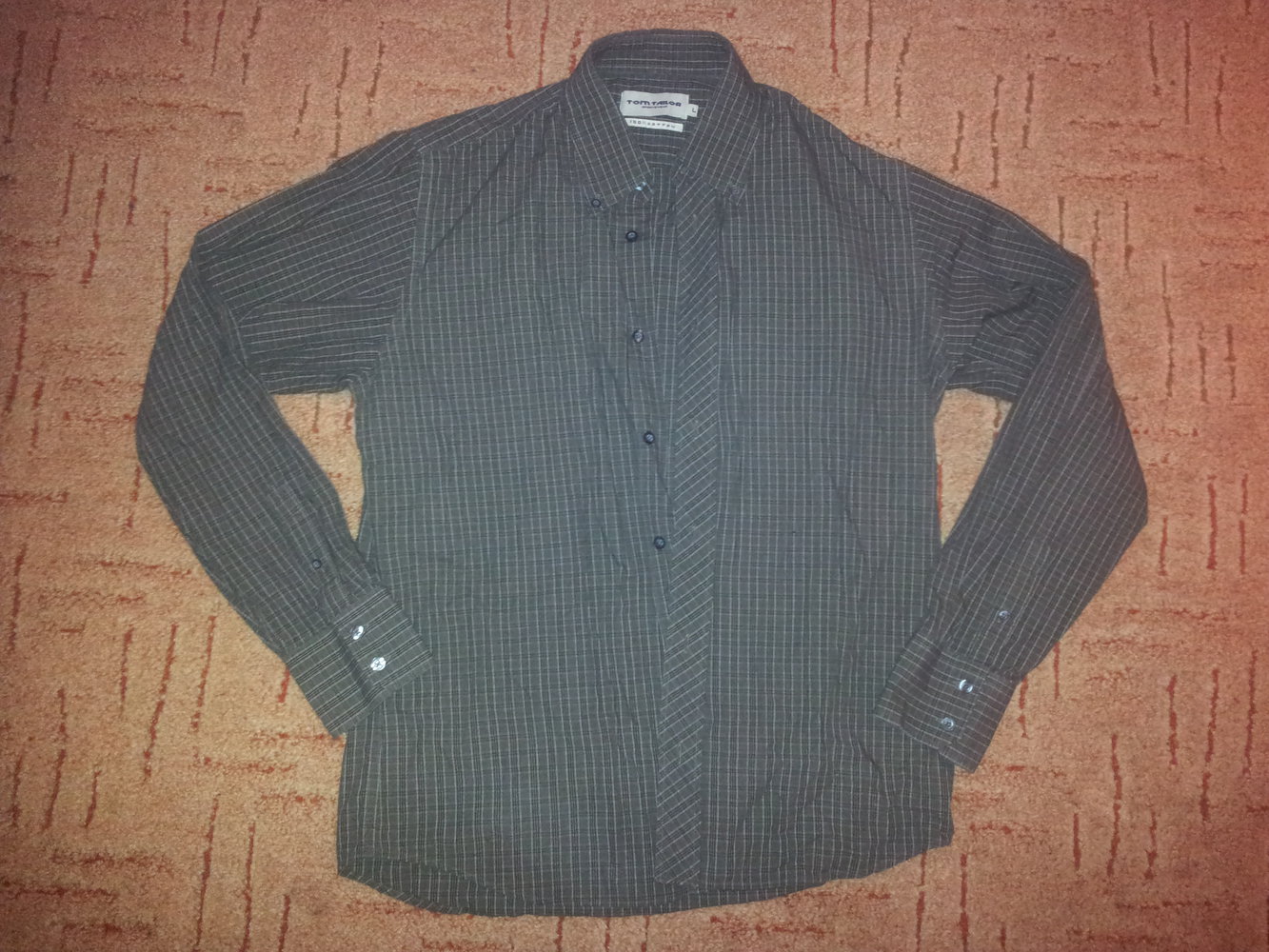 Hemd Tom Tailor braun kariert Gr. L lang Arm