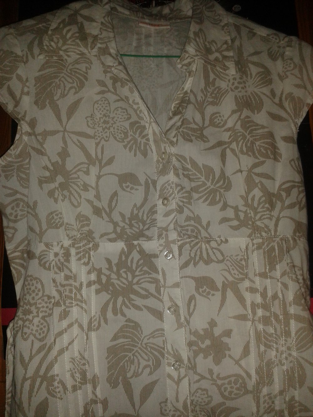 Bluse weiß braun Blumenmuster Gin Tonic kurzärmlig