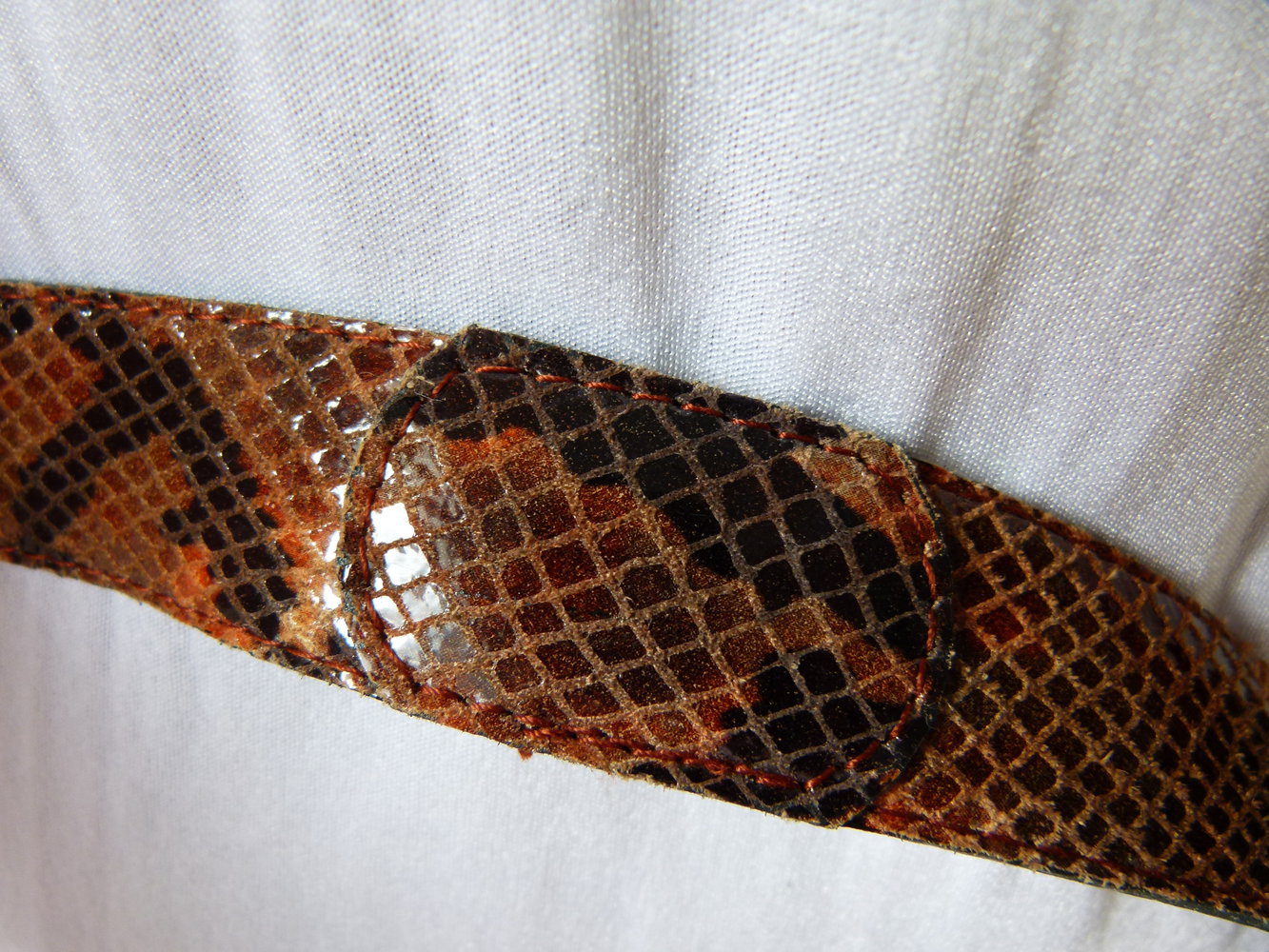 Gürtel in Schlangenleder-Optik, braun, Boho Retro Mori Vintage