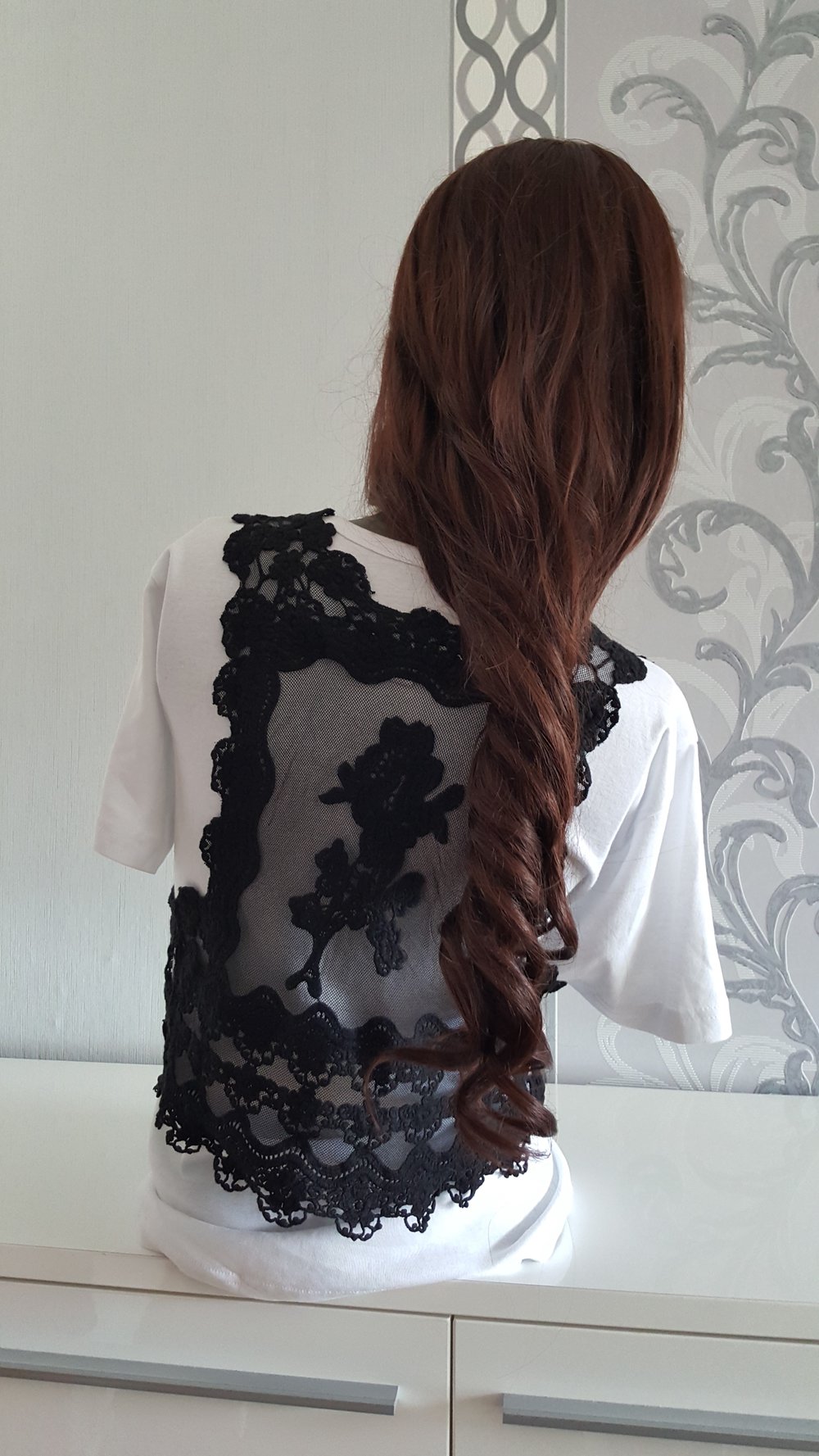 Spitzen Weste schwarz Hippie XL auch L 40 42 44