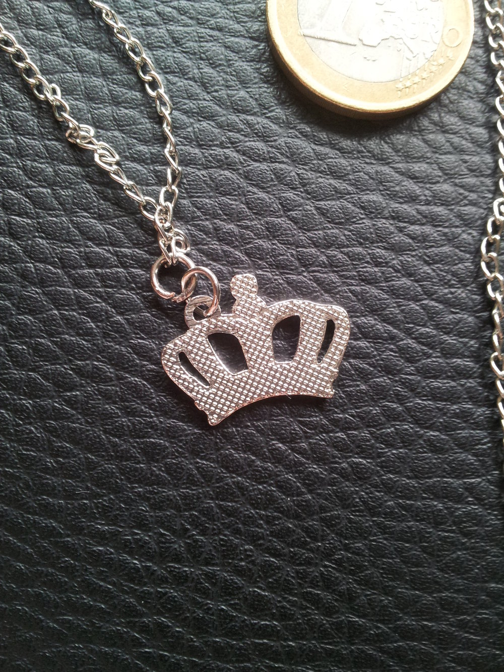 Modeschmuck lange Kette Krone silber NEU
