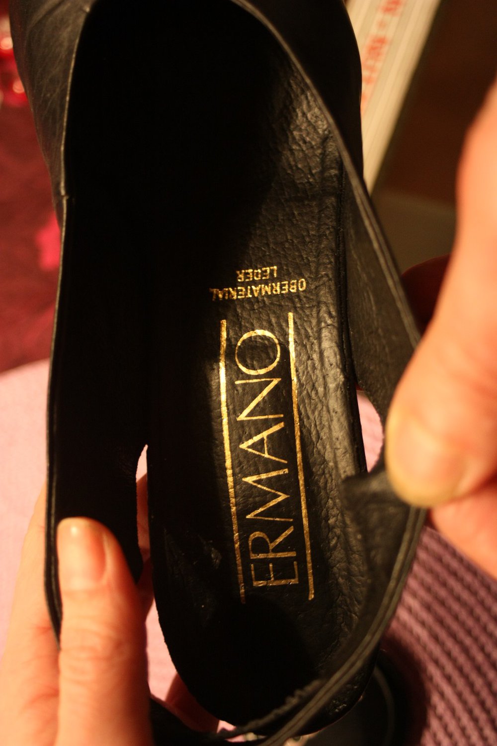 Slingback Peeptoes, Leder, Ermano, Gr. 40