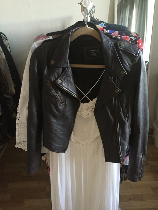 Zara Lederjacke Biker M echt Leder braun dunkelbraun trf Bikerjacke Blogger