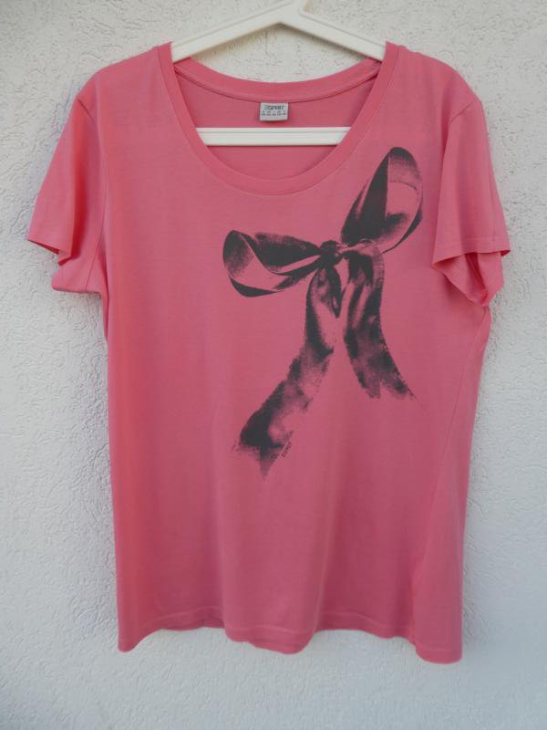 Esprit – T-Shirt, rosa mit Aufdruck – Gebraucht, fast wie neu