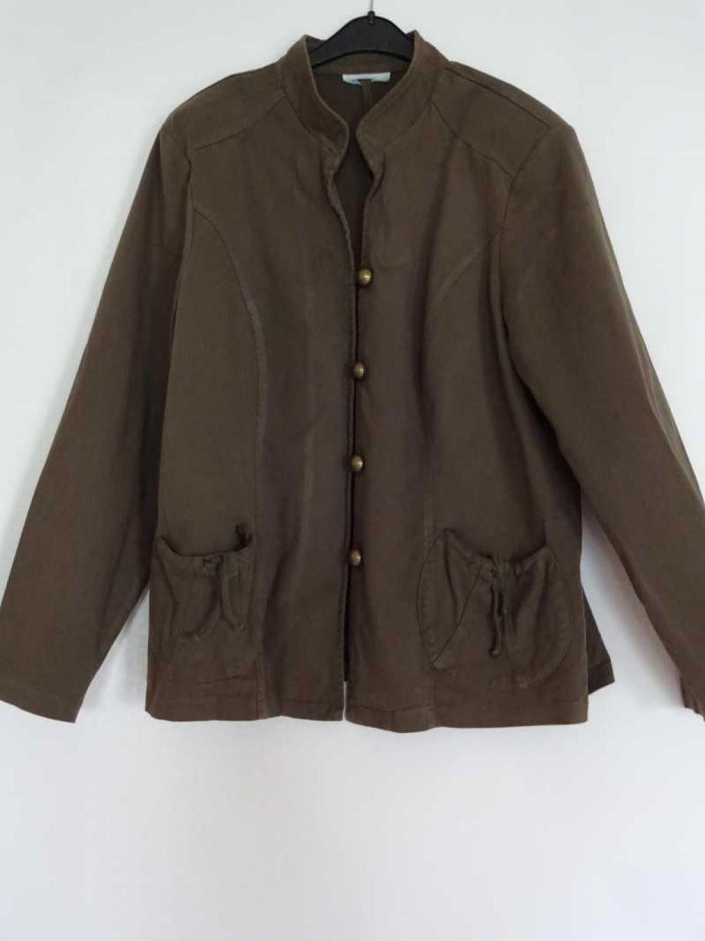 Dünne Jacke mit goldenen Knöpfen Vintage 80er Schulterpolster Gr. M