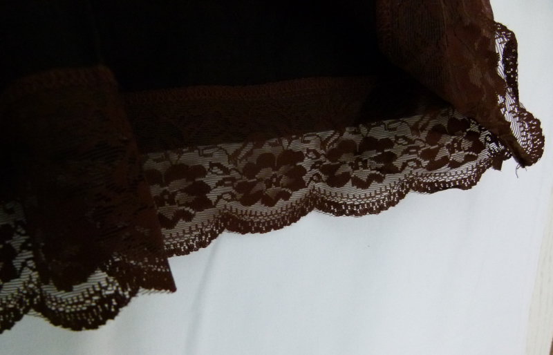 Stufen Rock aus Satin mit Spitze, braun, Mori Boho Lagenlook Goa Festival Larp Steampunk