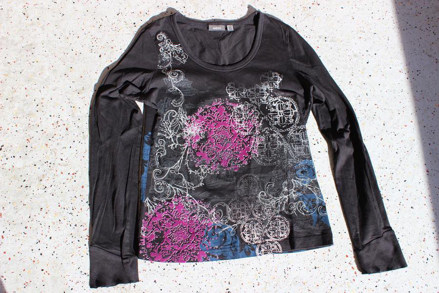 MEXX T-Shirt Samt-Strass-Druck 