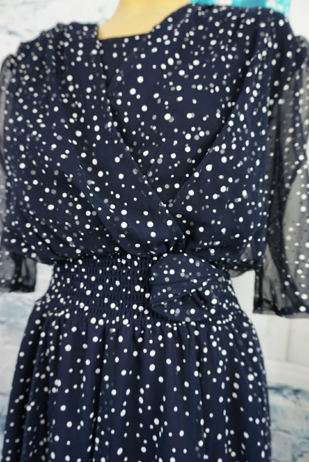 Rokabilly  Punkte  Kleid Dunkelblau  blau schwarz 
