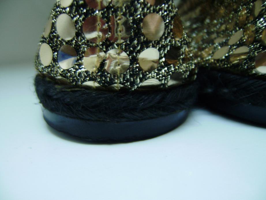 Schwarze Espadrilles zum Schnüren mit Pailletten in Gold Gr. 39