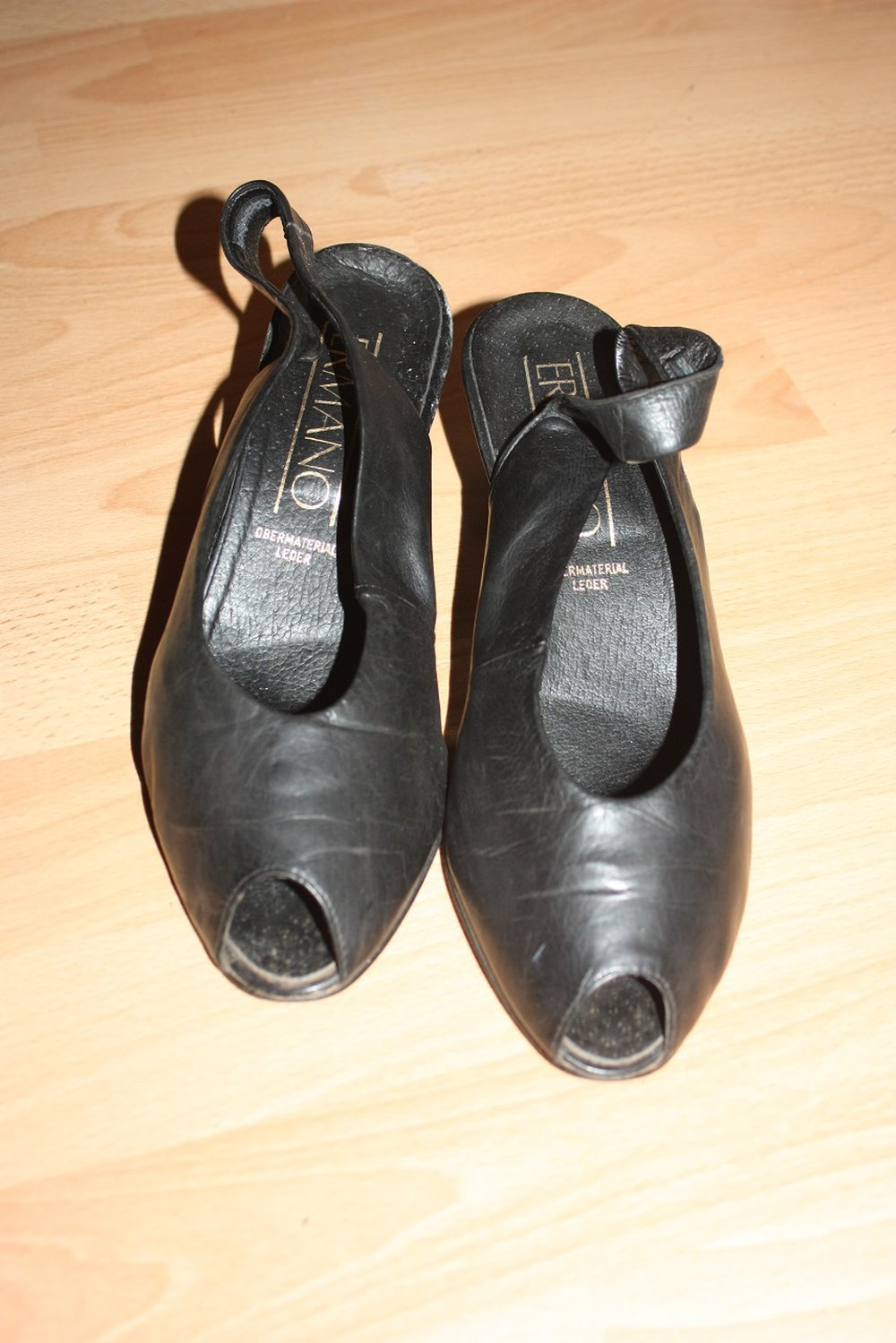 Slingback Peeptoes, Leder, Ermano, Gr. 40