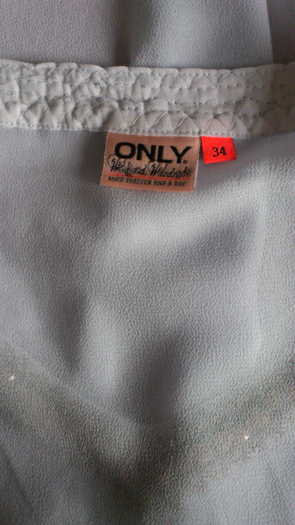 Transparentes, hellblaues Top ONLY, transparent, Größe 34, Perlen, verziert, blau, hellblau