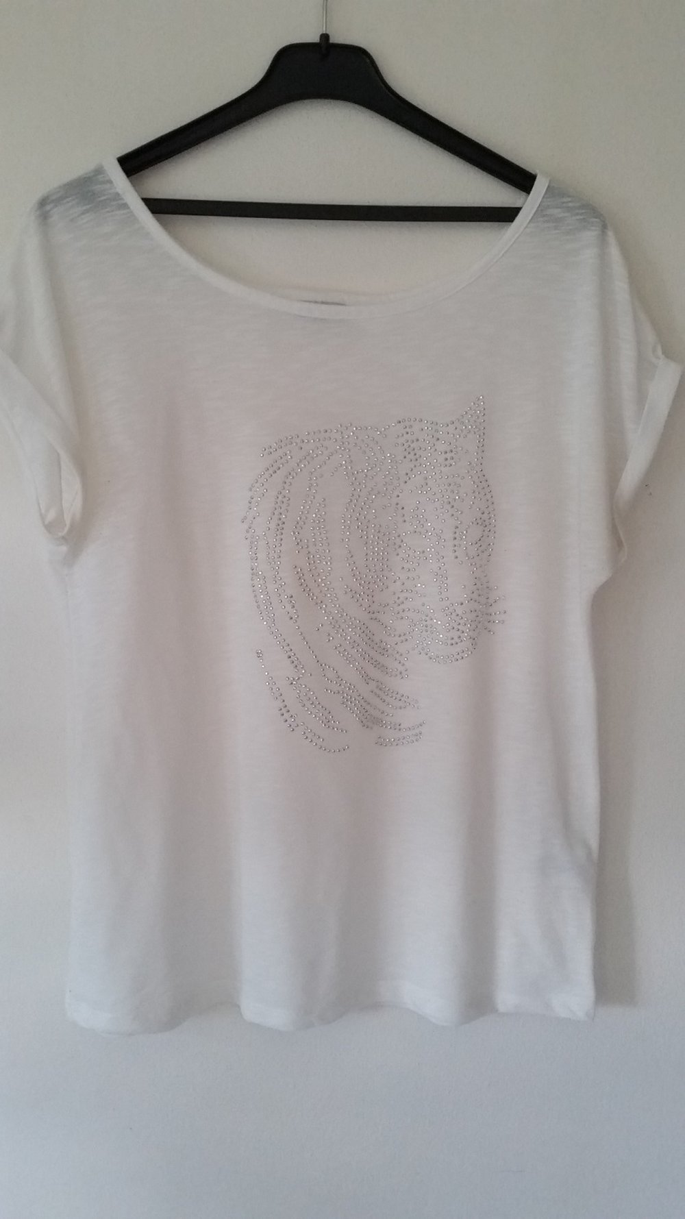 44, Tiger-Shirt, Glitzer, creme