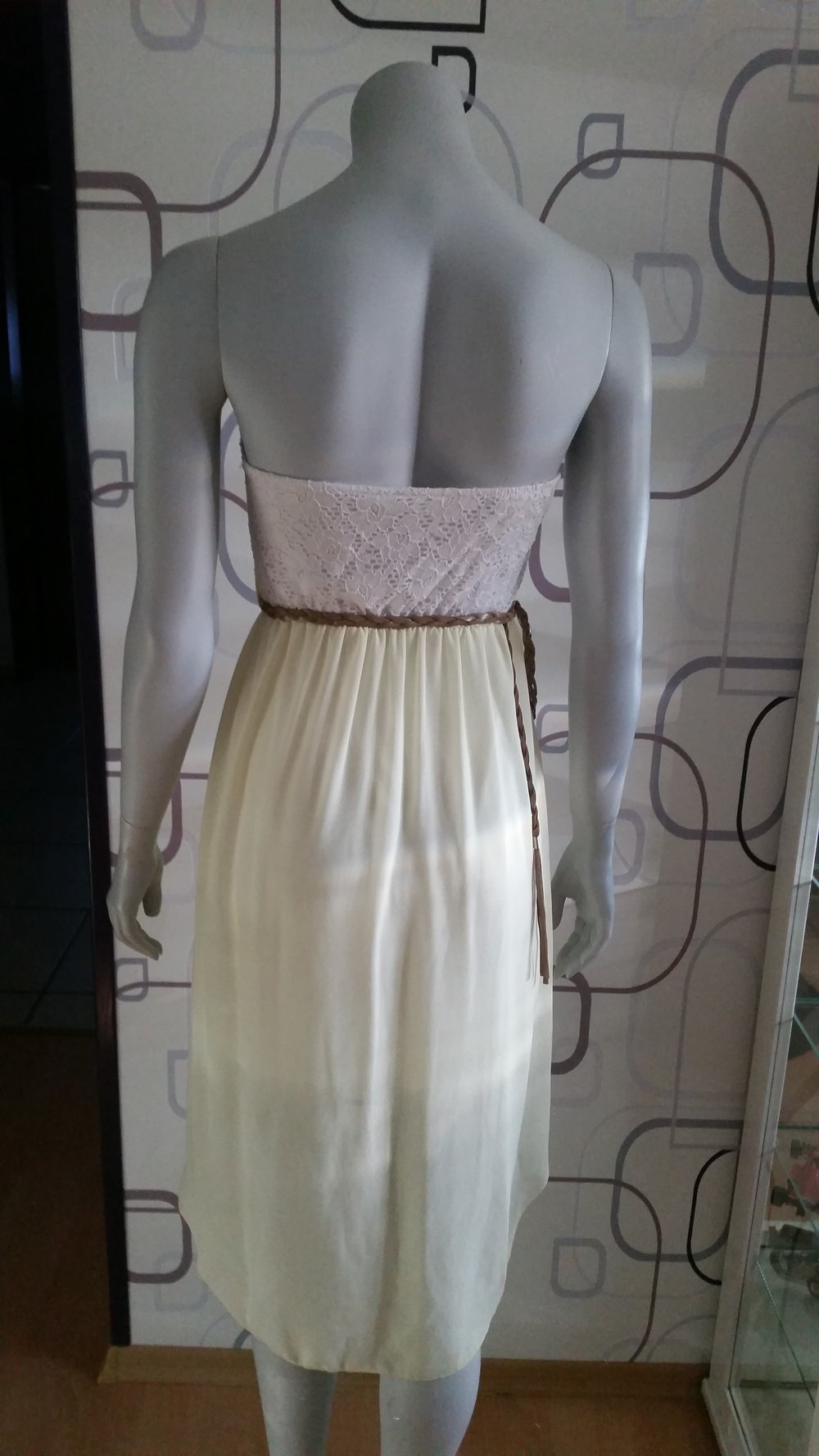 weiß gelbes Vokuhila Kleid 