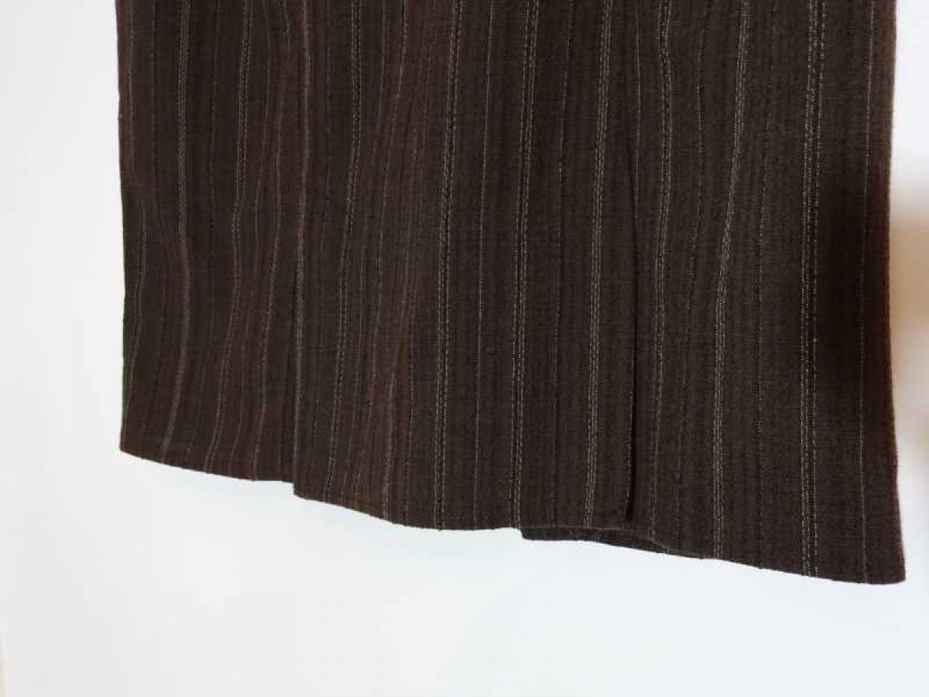 Brauner Bleistiftrock mit Streifen Basic Klassiker Herbst Winter Wolle Wollrock Gr. 42 Gr. M