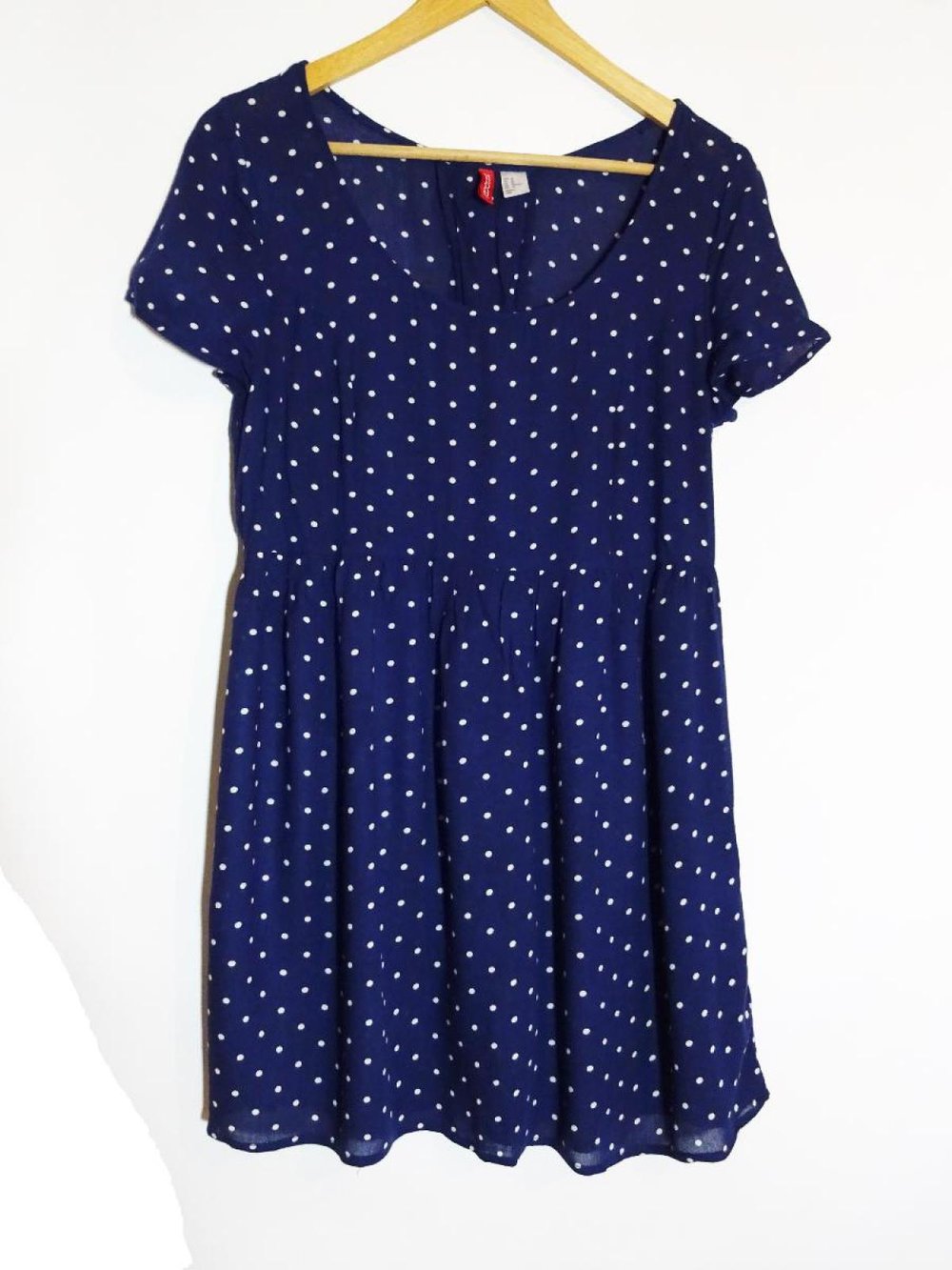 Blaues Tupfenkleid Gepunktet Polka Dots Sommerkleid Klassiker Gr. M Gr. 40