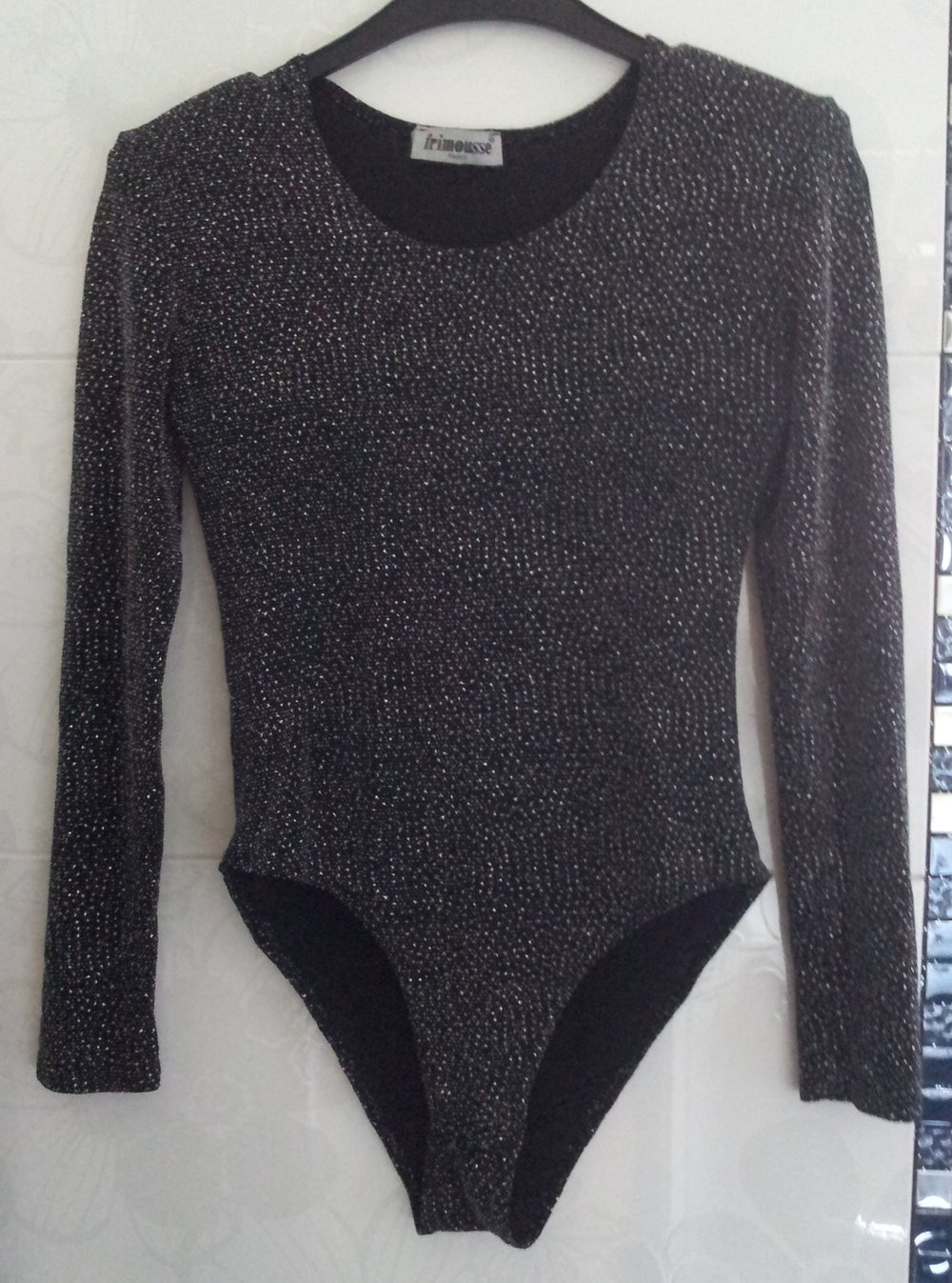Festlicher Damen Body schwarz / silber / rot  Größe 36/38 Neu