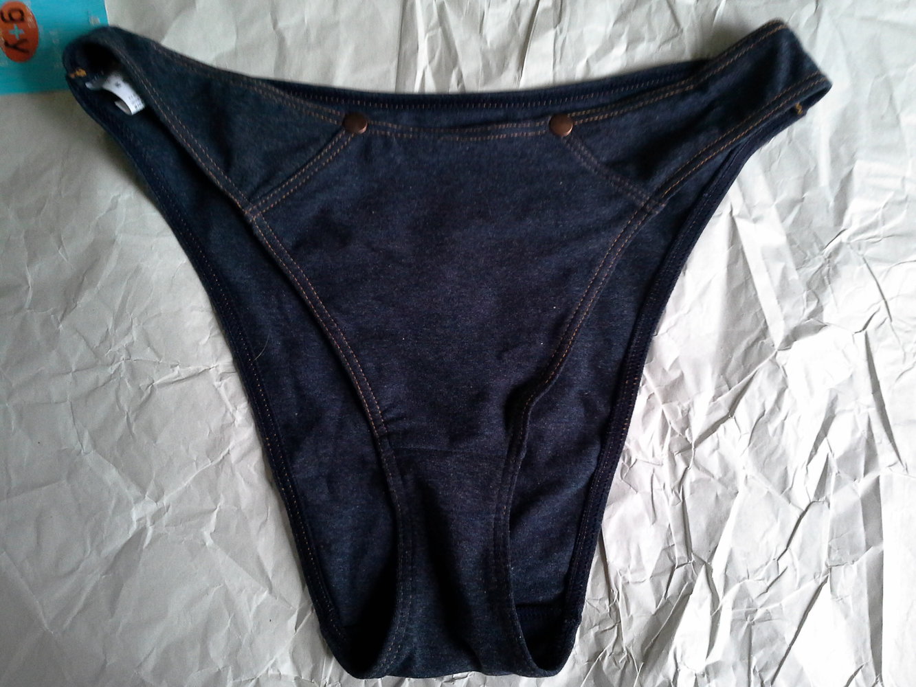 Garel Set, Jeanslook BH 75A80B, Slip SM, denim, neu