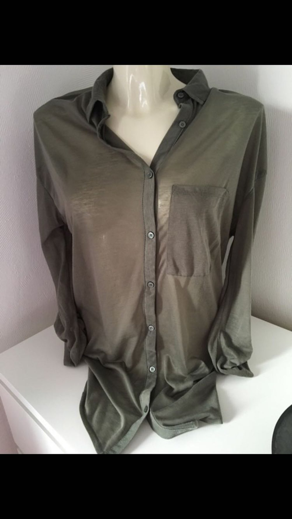 Bluse lang Khaki 