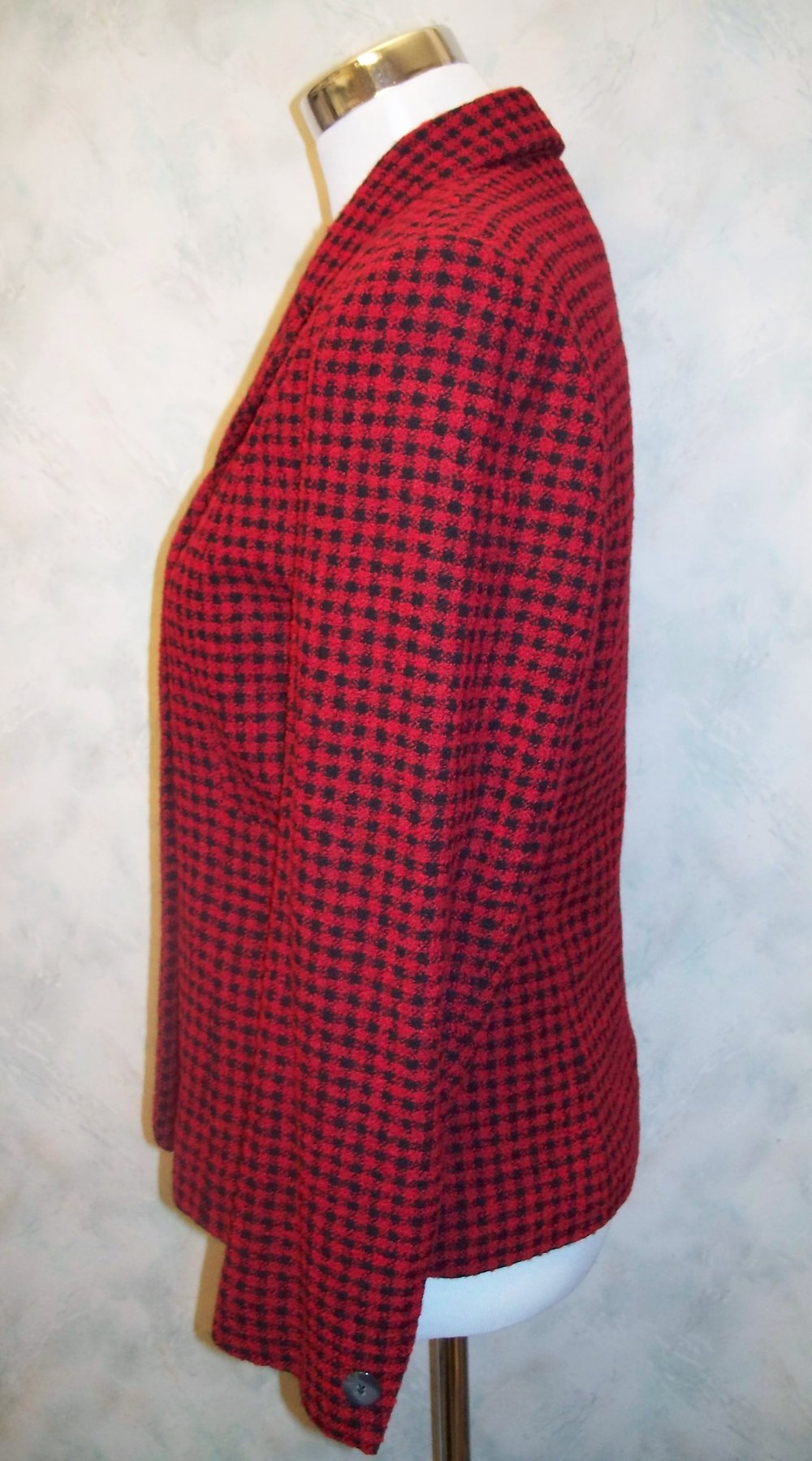 VINTAGE// Blazer aus Wollmischung von *Oktakvia* rot schwarz kariert Herbst