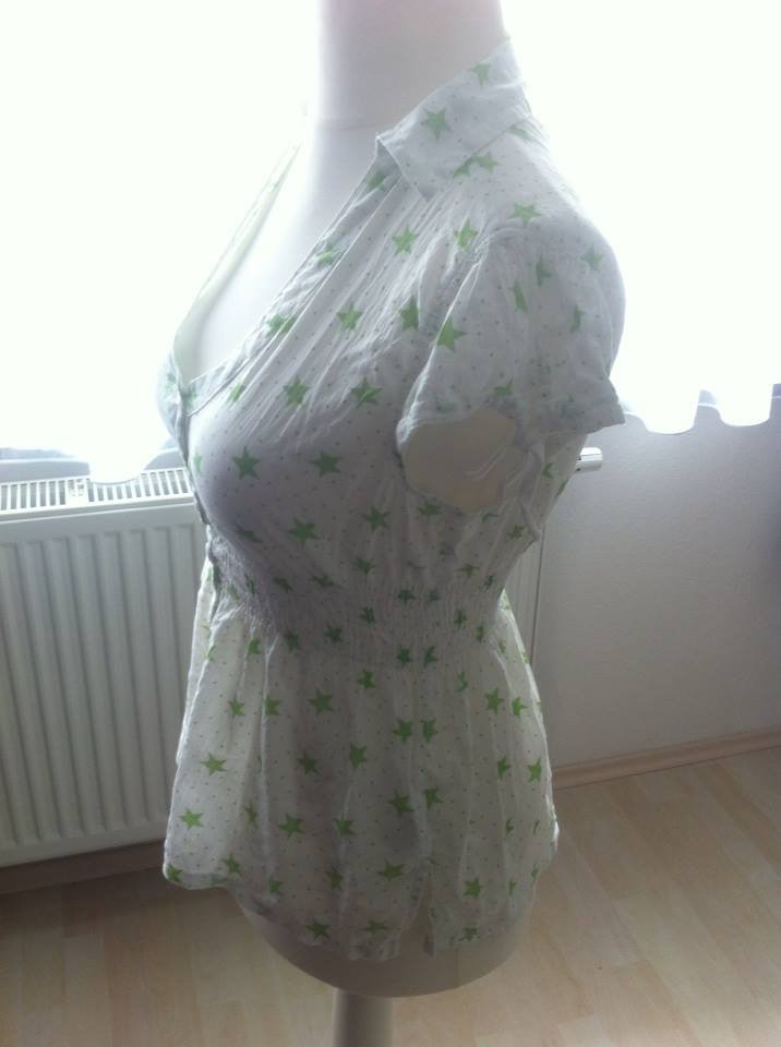 leichte Sommerbluse - green - star - Bluse tailliert neuwertig Gr. M / 38 #Rockabilly #Babydoll #sternchen / Tally Weijl