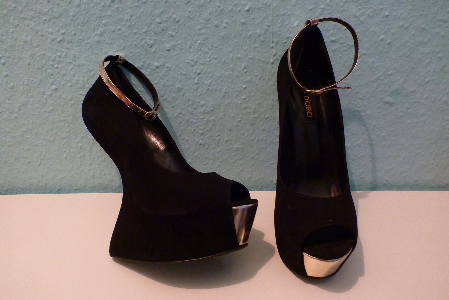 D´Oro Wedges Gr. 39 / 40 schwarz silber, neu