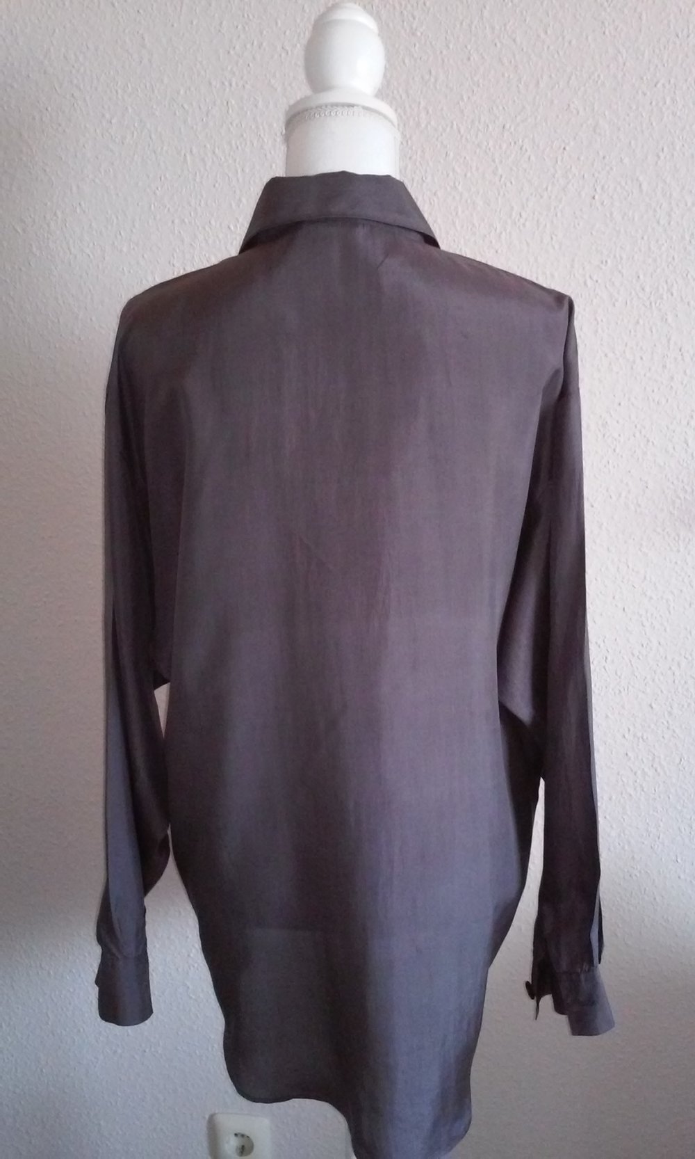 hochwertige Seidenbluse Festbluse Bluse langarm Gr.38 in Pflaume
