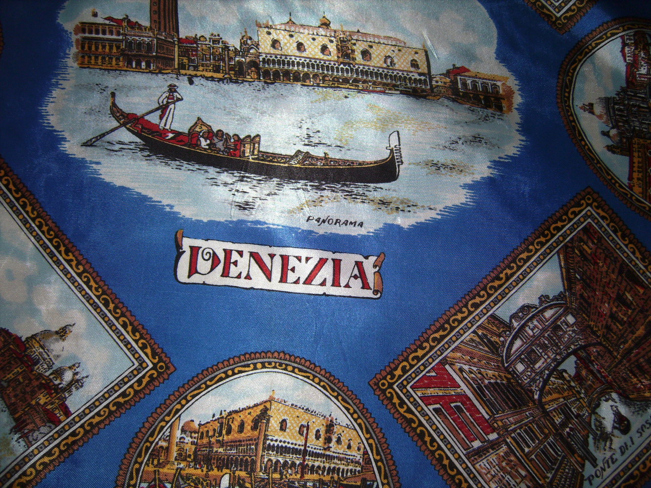 Venezia, Ital. Vintage-Tuch, seidig glänzend, Italy Retro Design Royal Scarf  Foto-Printdruck, Accessoire, Schal, Tuch Panorama  Fotoprint Venedig Sightseeing, Panorama