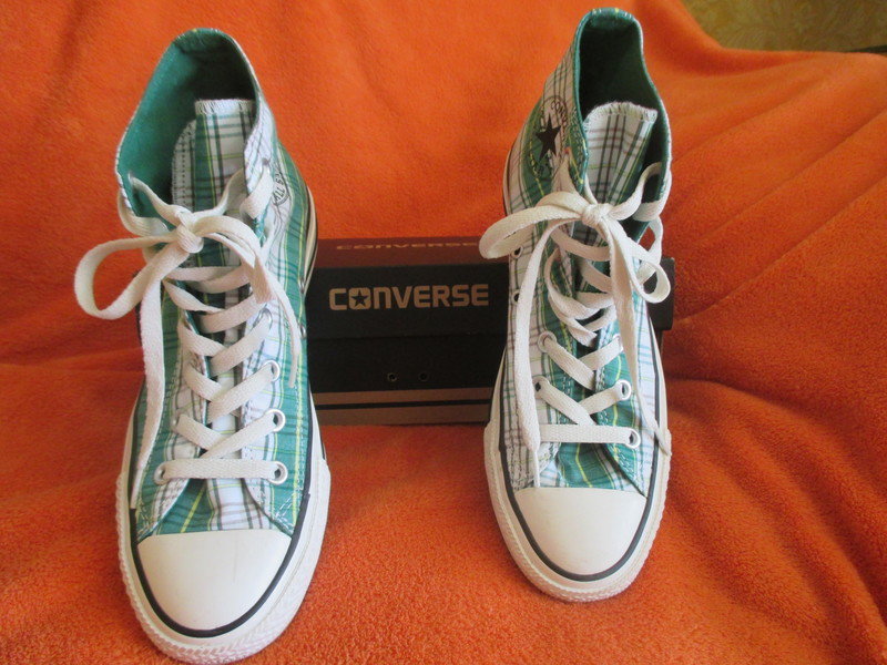 NEU * Ausgefallen * stylisch * Karo * Chucks Stoff- Schuhe * Sneaker ''Converse All Star'' Gr. 39/ 6 * grün * RAR *