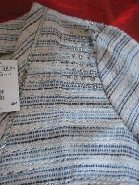 NEU mit ETIKETTt Silber Nieten Glitzer Strass Kristalle Steine Kurz Jäckchen Jacke 
