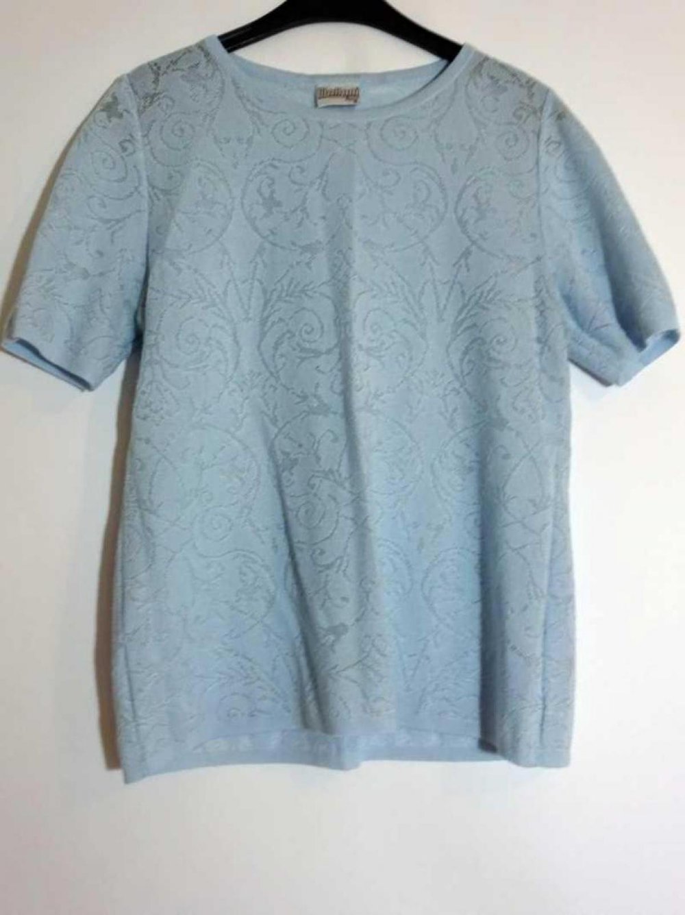 Blaues Strickoberteil Kurzarm Herbst Winter Gr. 40 Gr. M