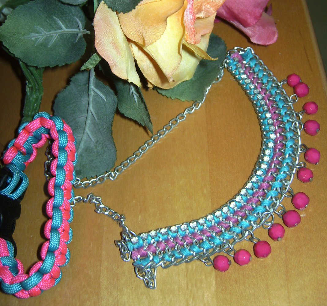 Neu: Armband, Paracord Color Blocking, Flechtband neonfarben, neu und ungetragen, Modeschmuck Mottoparty Festival, Flecht, Bohemian, Mottoschmuck