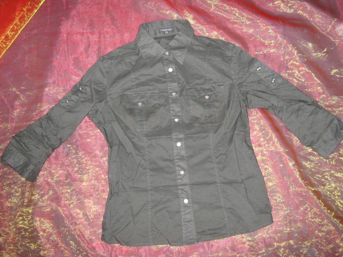 NEU * Ausgefallen * umwandelbare * Kurz * Dreiviertel Arm * Netz- Einsätze * Hemd- Bluse 