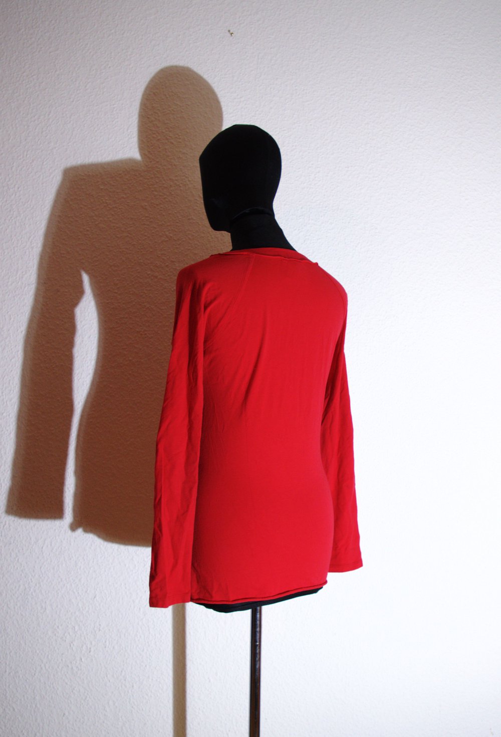 Rotes Longsleeve Gr. L M 40 42 Print Goth used Look