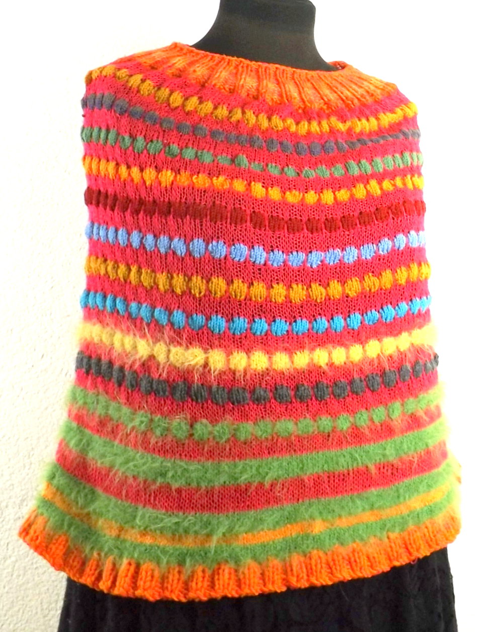 Poncho - Capelet - gestrickt - bunt